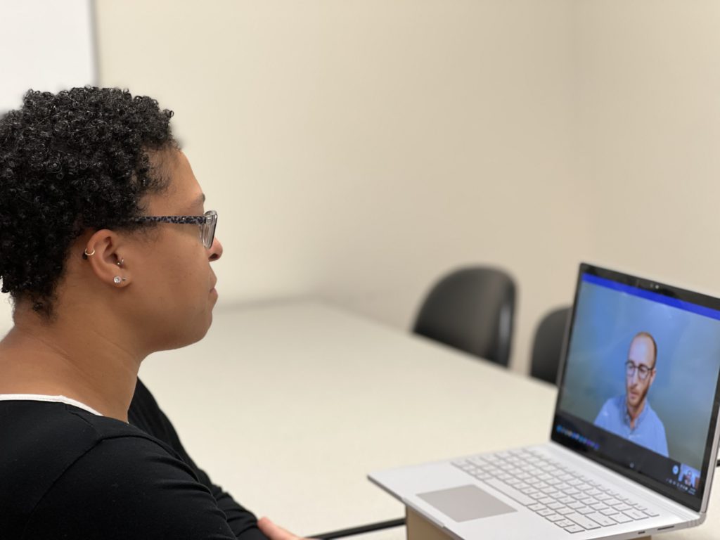 A photo of a simulated behavioral health patient encounter