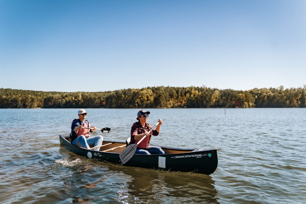 Paddling at Philpott Lake in Bassett, Virginia.