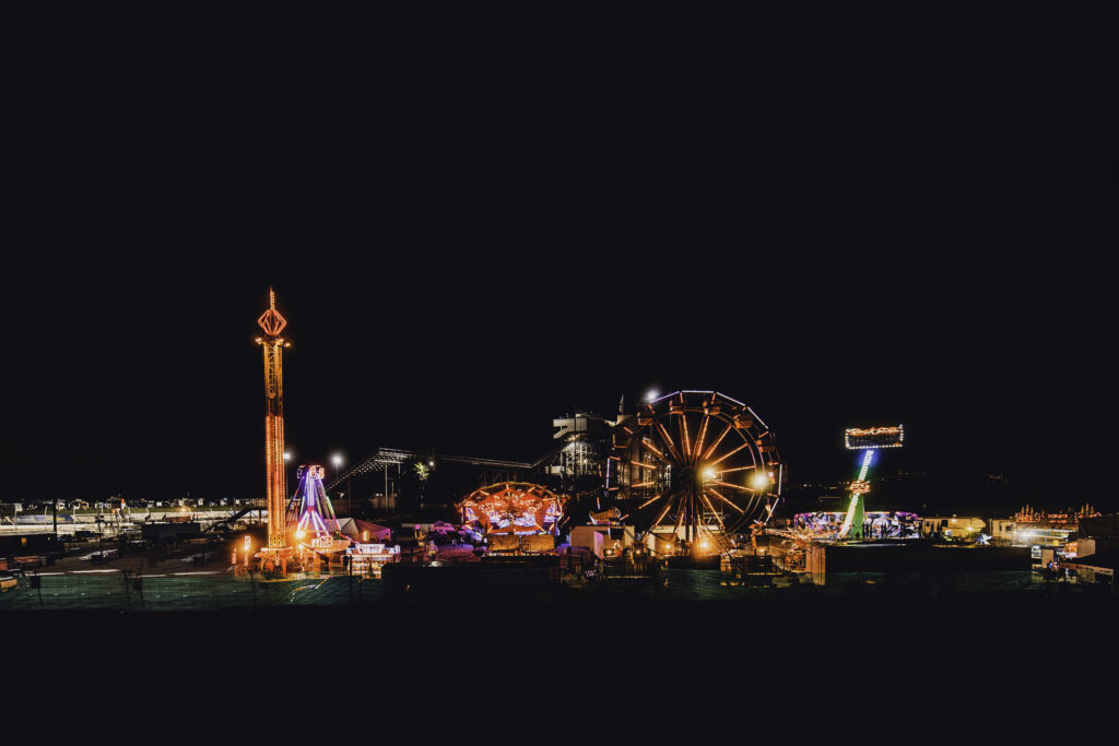 fairgrounds at night