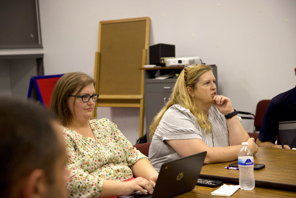 Julia Hollandsworth takes notes during an Our MHC focus group in Martinsville-Henry County.
