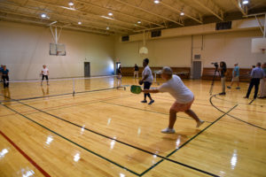 Pickleball players play a game at the Henry County Recreation Center